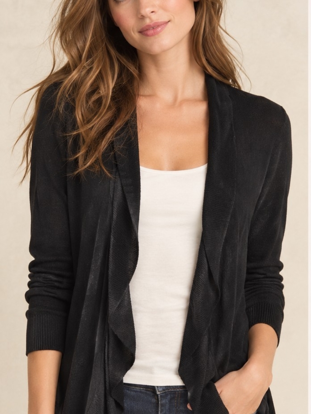 Merona Draped Open Front Cardigan in Black 🖤 Size Medium